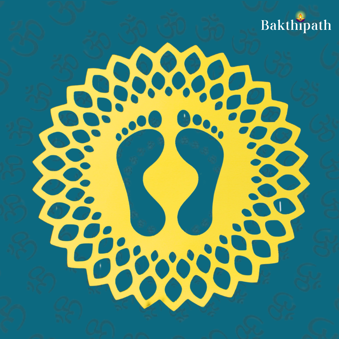 Golden Acrylic Lakshmi Paatham Sticker – for Cars, Interiors & Pooja Room Decor - 8"