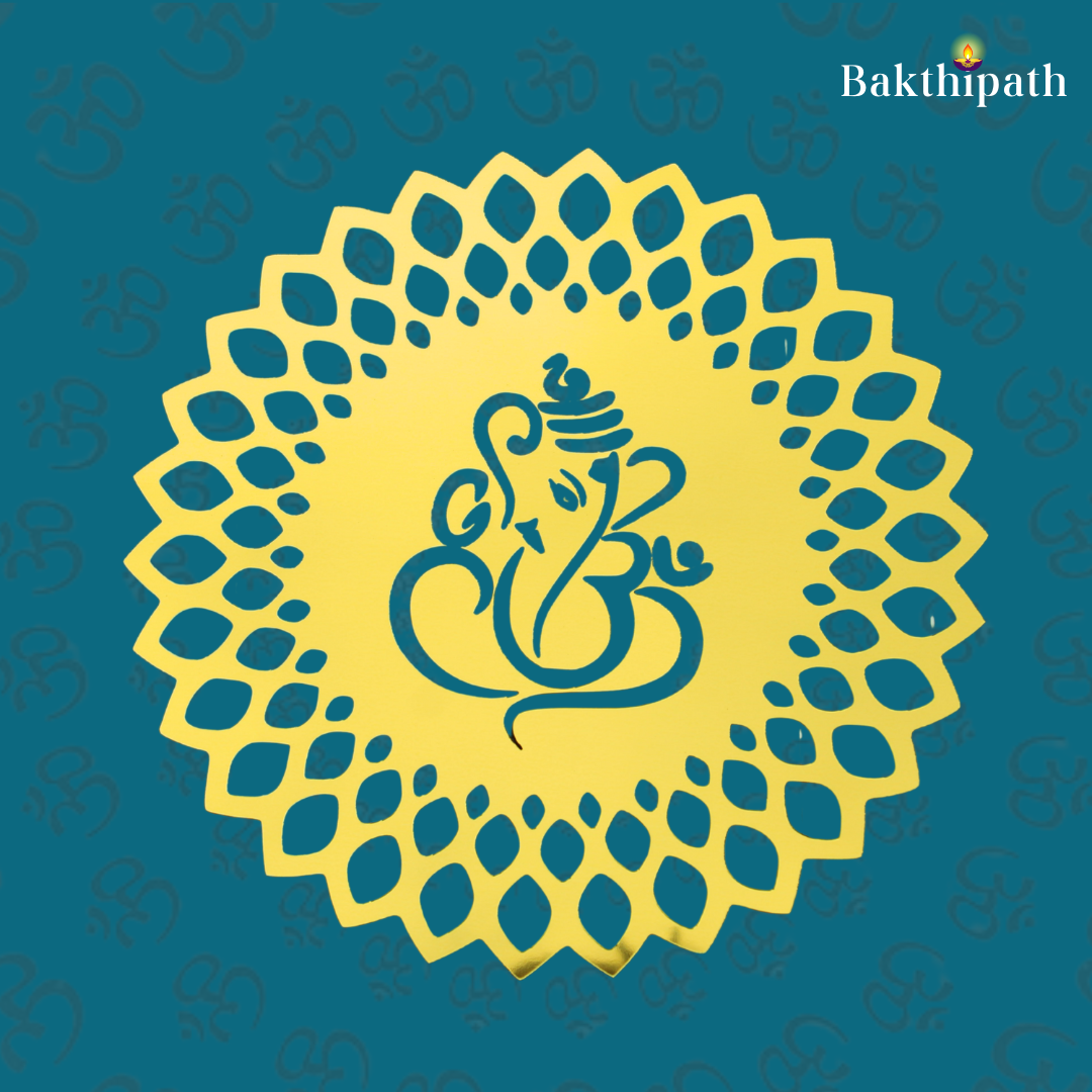 Golden Acrylic Ganesha Sticker – for Cars, Interiors & Pooja Room Decor - 8"